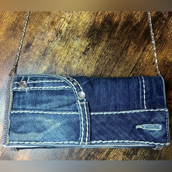 Retro Remix | women’s embellished blue denim purse - Picture 1 of 14